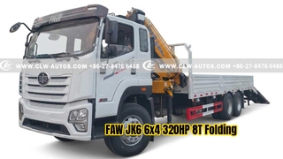 FAW JK6 6x4 320HP 8T Katlanır Bomlu Vinçli Kamyon