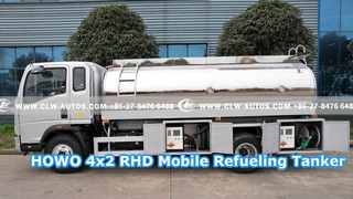 HOWO 4x2 RHD Aynalı Alüminyum Alaşımlı Tanklı Mobil Yakıt İkmal Tankeri
