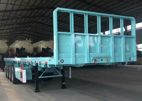 3 Axle Flatbed Tanks Trucks And Trailers 40ft Container Semi Trailer 40t / 50t Double Tires