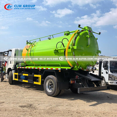 12 Cubic Meters Carbon Steel Tank Vacuum Sewage Suction Truck with High-efficiency Rotary Vane Vacuum Pump