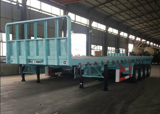 3 Axle Flatbed Tanks Trucks And Trailers 40ft Container Semi Trailer 40t / 50t Double Tires