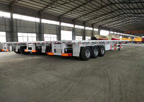 3 Axle Flatbed Tanks Trucks And Trailers 40ft Container Semi Trailer 40t / 50t Double Tires