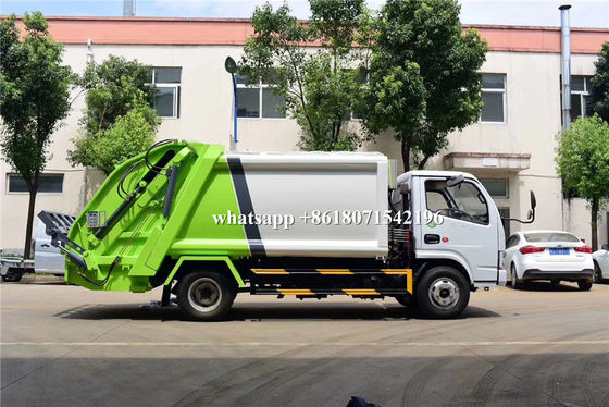 White And Green 6CBM Refuse Collection Truck , Waste Compactor Truck 102HP